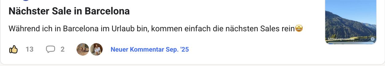 Erfolgspost aus der Community