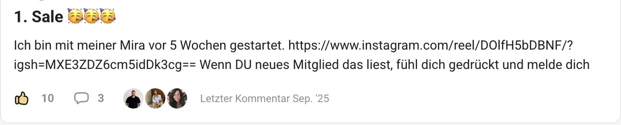 Erfolgspost aus der Community