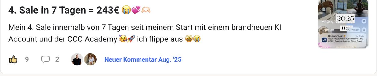 Erfolgspost aus der Community