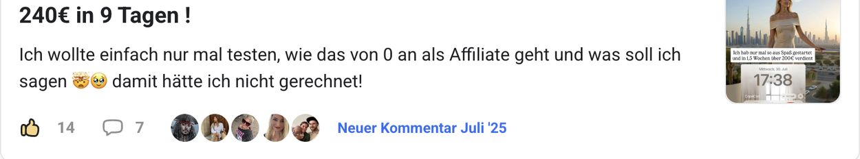 Erfolgspost aus der Community