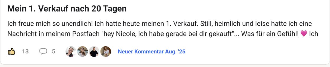 Erfolgspost aus der Community